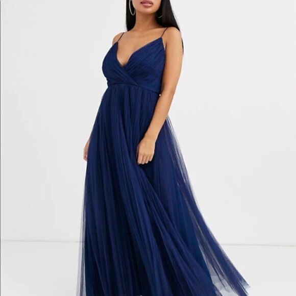 ASOS DESIGN Petite cami pleated tulle maxi - Picture 1 of 7